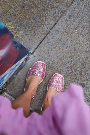Glitter coral pink sandals