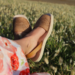 Womens Braided Leather Brown Slide Sandals 