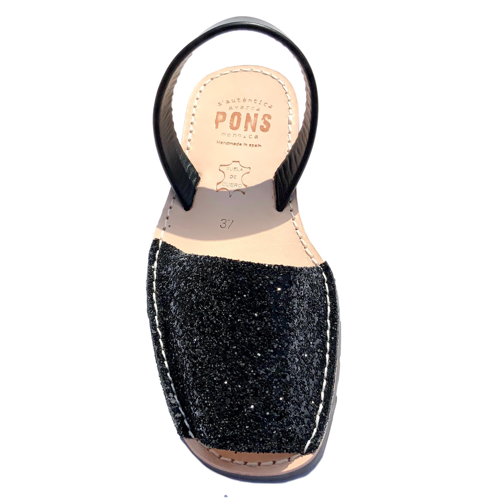 Glitter BLACK  Menorca Sandals