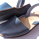 Close up of the leather in denim b